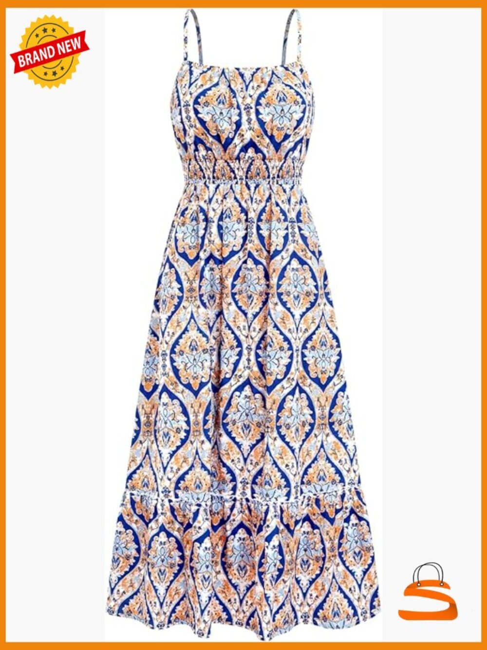 Sleeveless Maxi Dress with Pockets Smocked Waist Boho